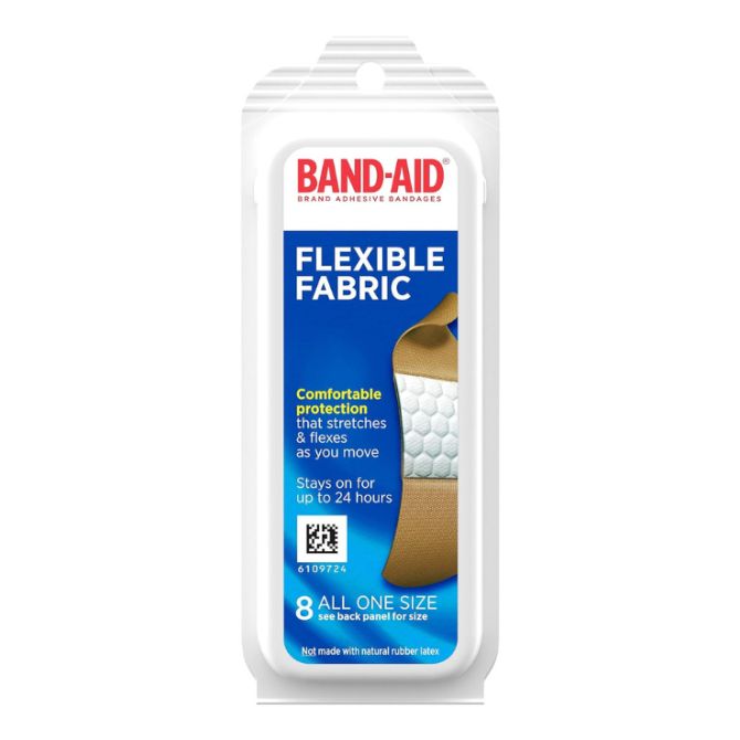 Band-Aid Brand Adhesive Bandages for Wound Care and First Aid, Flexible Fabric, 8 Pieces