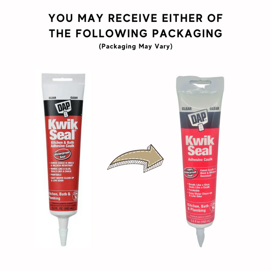 DAP Kwik Seal CLEAR Adhesive Caulk for Kitchen Bath & Plumbing 5.5 Oz PACKAGING MAY VARY