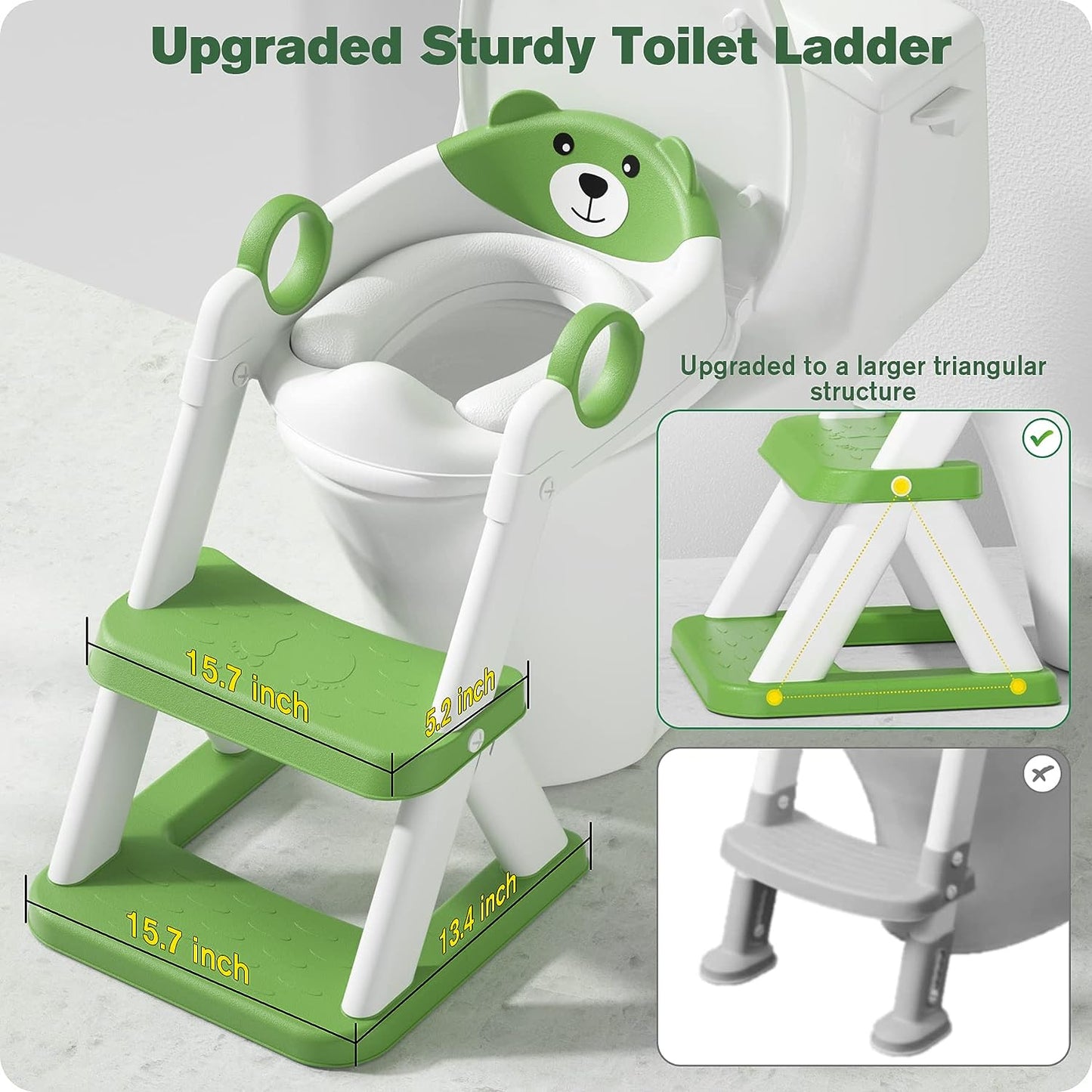 Potty Training Seat with Ladder For Kids (Green)