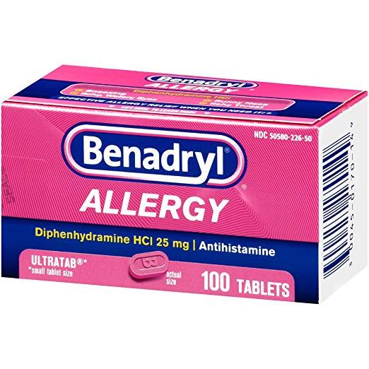 Benadryl Allergy Diphenhydramine HCl 25 mg, Antihistamine - 100 Tablets