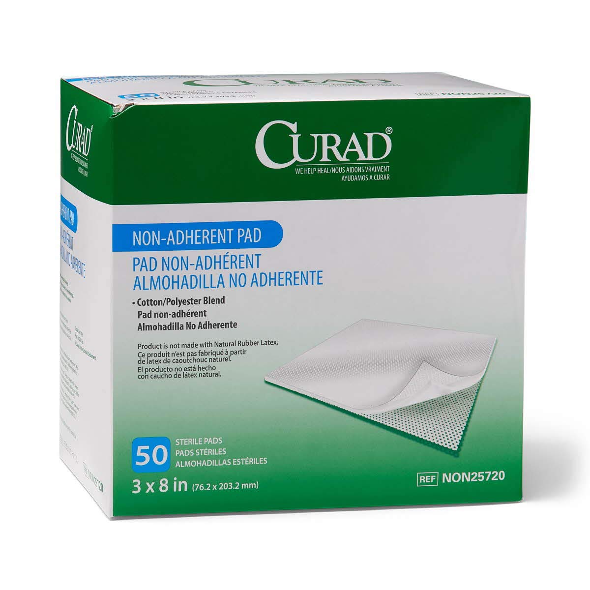 Medline Curad Sterile Non-Adherent Pad 3" x 8" (76.2 x 203.2 mm) Pack of 50 Pads