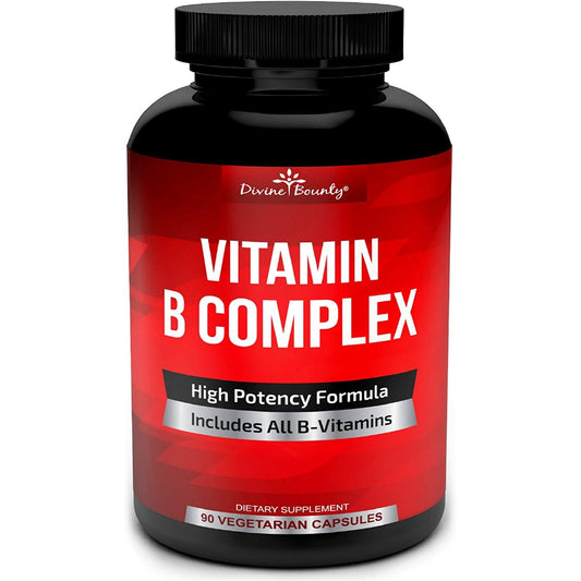 Divine Bounty Vitamin B Complex, 90 Vegetarian Capsules (Includes All B Vitamins)