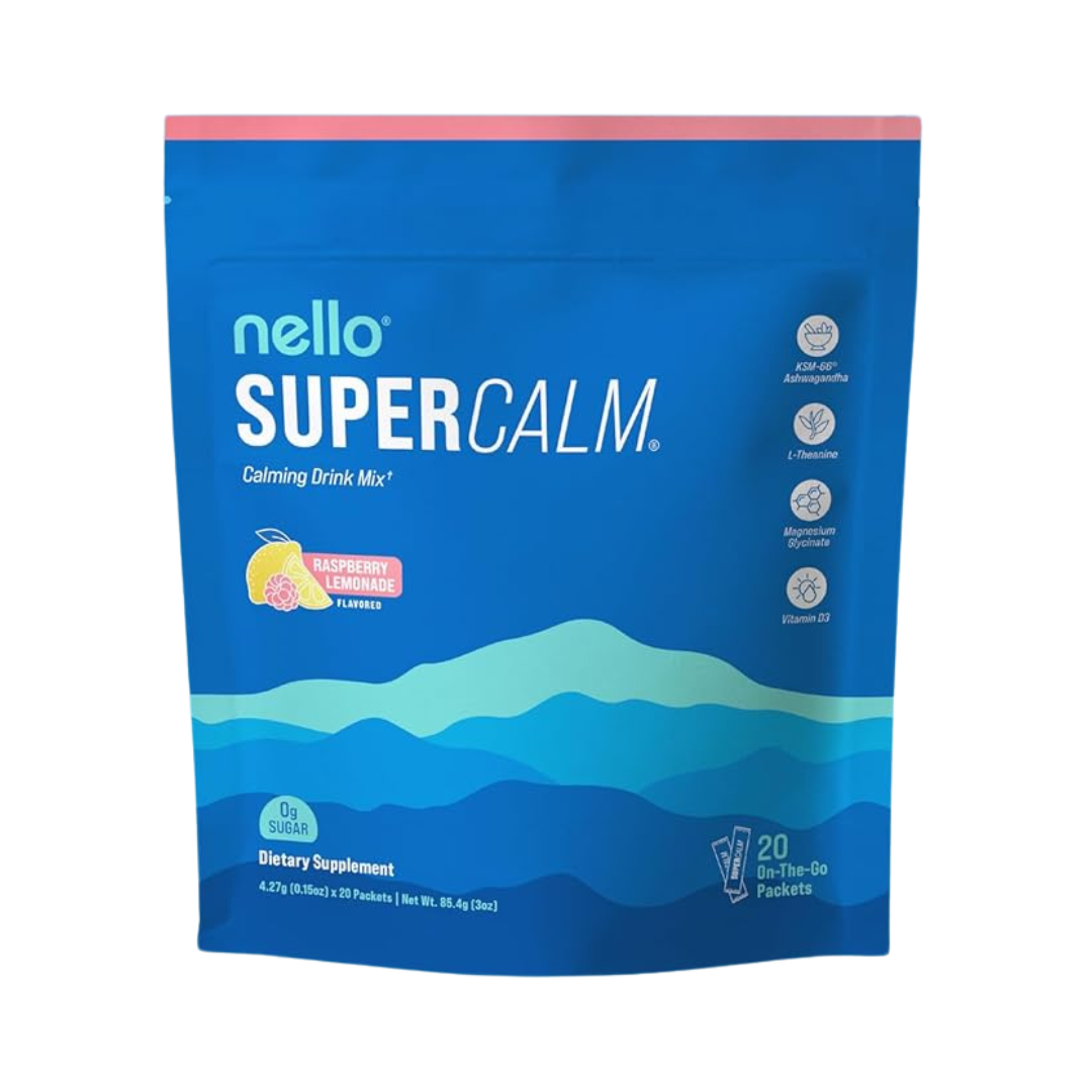 Nello Supercalm Raspberry Lemonade Flavored Calming Drink Mix Dietary Supplement, 20 Packets 4.27 g / .15 oz