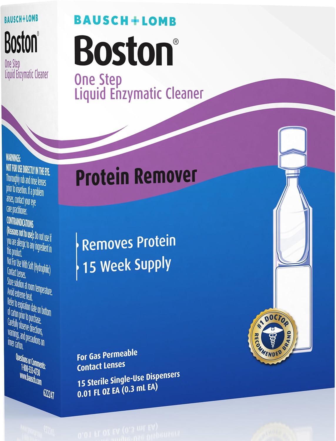 Bausch And Lomb Boston One Step Liquid Cleaner Protein Remover For Contact Lenses, 0.01 Fl Oz / 0.3mL