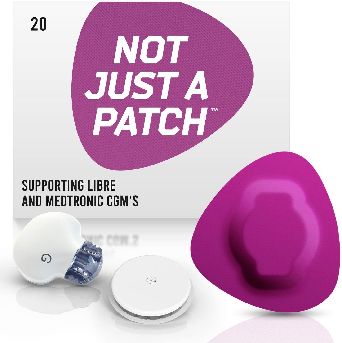 NOT JUST A PATCH Supporting Libre and Medtronic CGM's, Hypoallergenic & Longest Lasting, Purple (S) 20 Patches