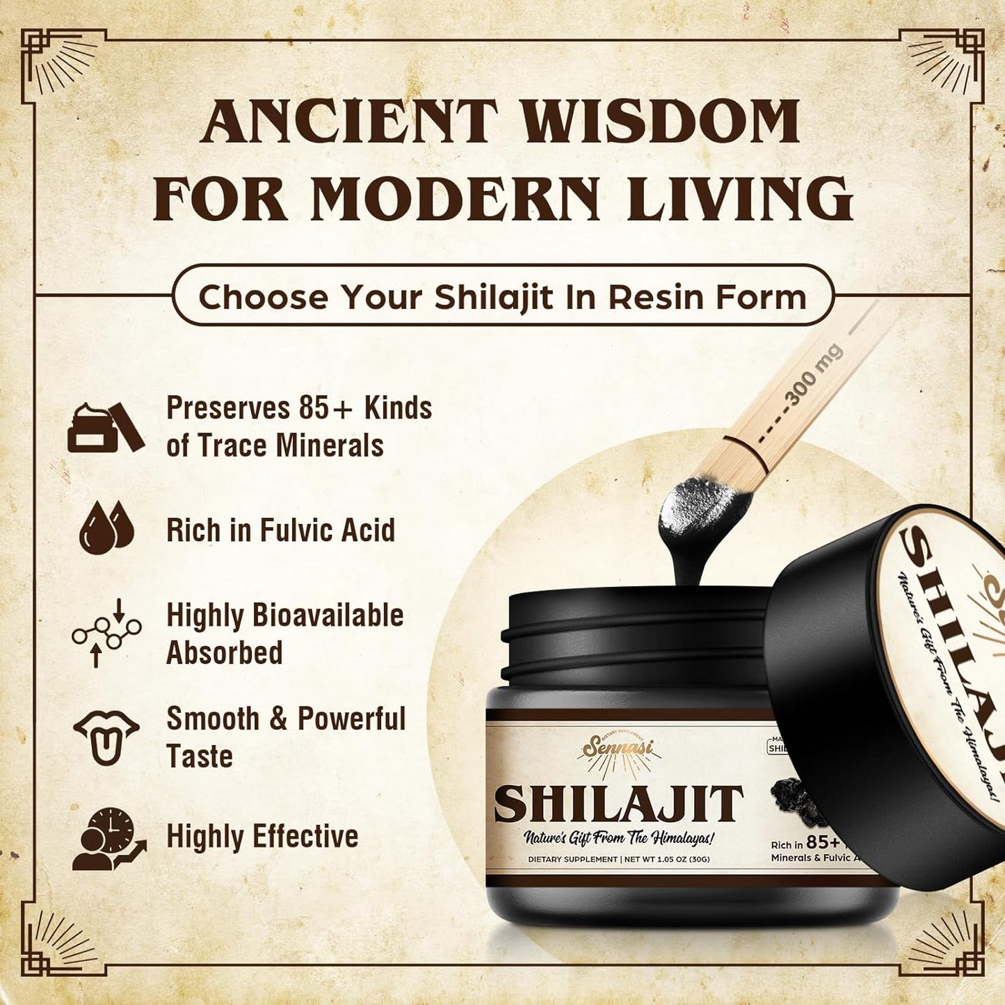 Sennasi Shilajit Natures Gift From The Himalayas 600mg, 1.05oz / 30g