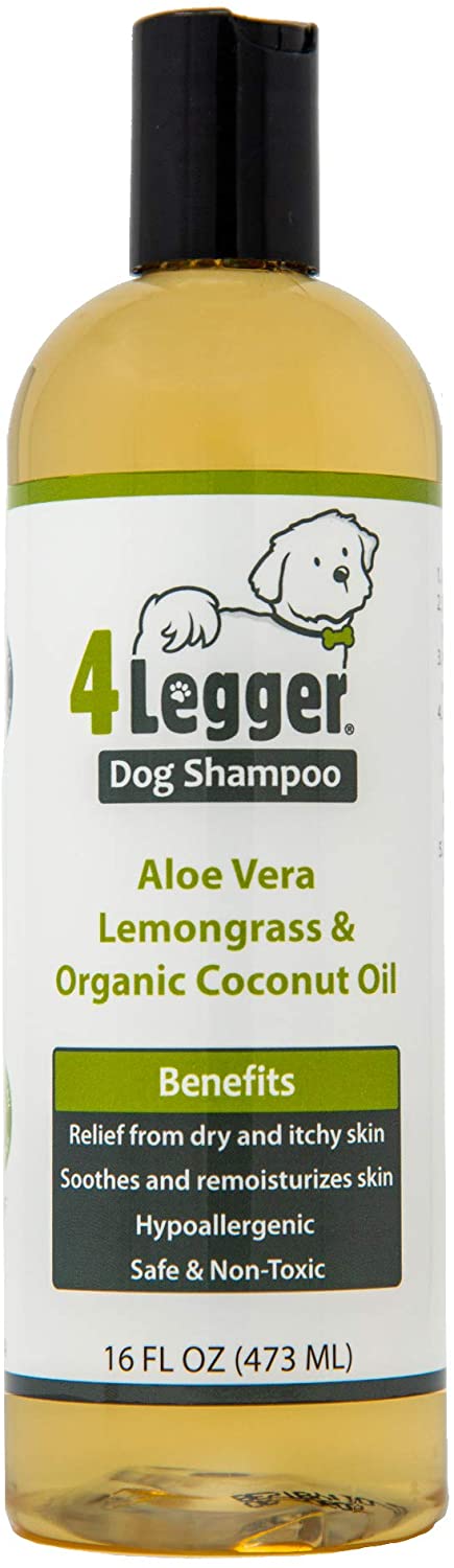 4Legger Organic Dog Shampoo with Aloe Vera, Lemongrass & Organic Coconut Oil, 16 fl.oz / 473ml