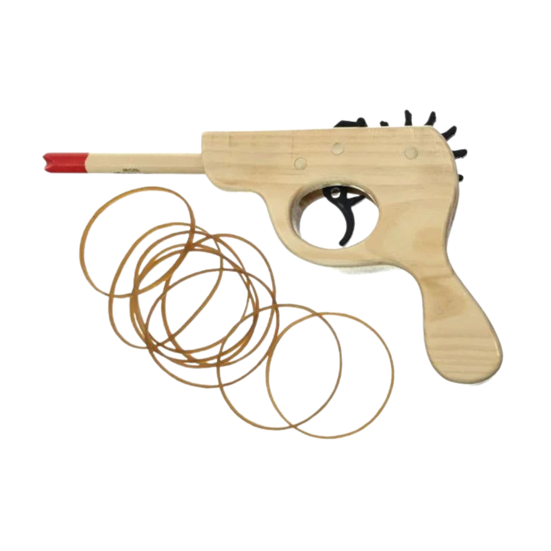Schylling Rubber Band Blaster Made With Real Wood, 5 Rubber Band Included, 8+ Ages
