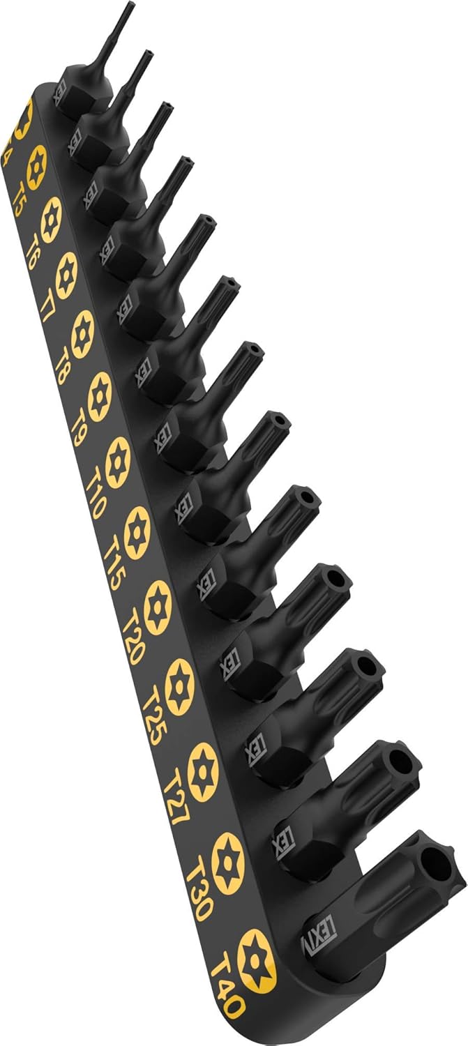 LEXIVON 13-Piece Tamper Resistant Star Bits, Impact Grade Security Torx Bit Set, 1/4-inch Hex Shank (LX-301)