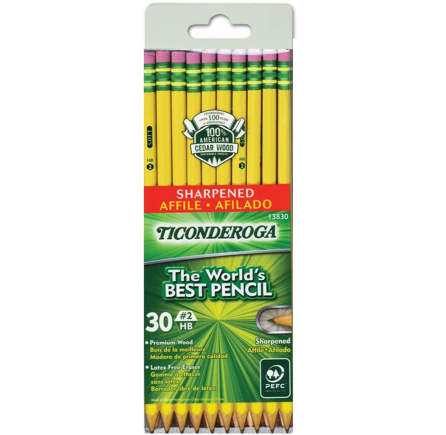 TICONDEROGA Pre-Sharpened Pencils, Graphite #2 HB 30 Count