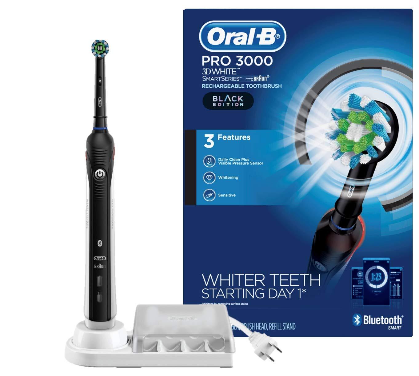 Oral-B Pro 3000 Electric Toothbrush Smartseries With Bluetooth Connectivity, Black Edition (Powered By Braun)