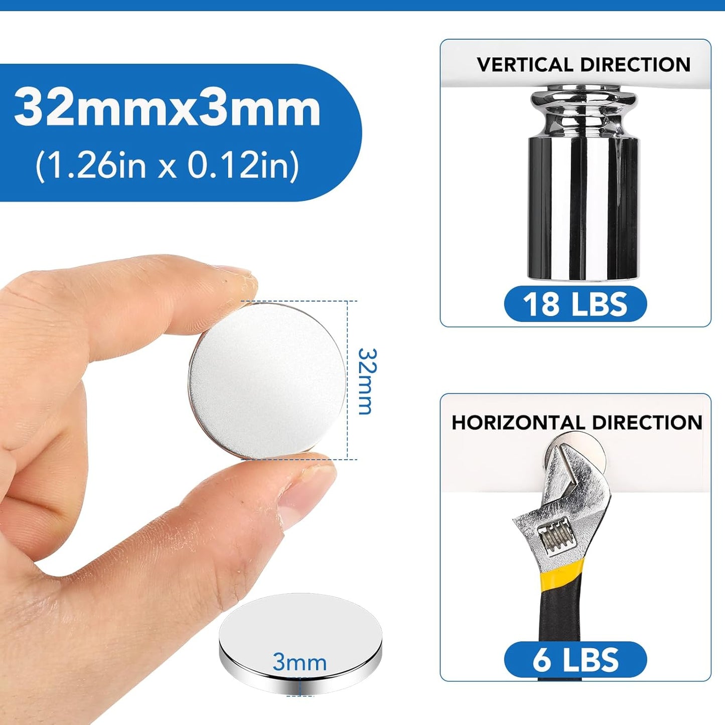 LOVIMAG Super Strong Neodymium Magnets, 1.26 inch x 1/8 inch Pack of 12