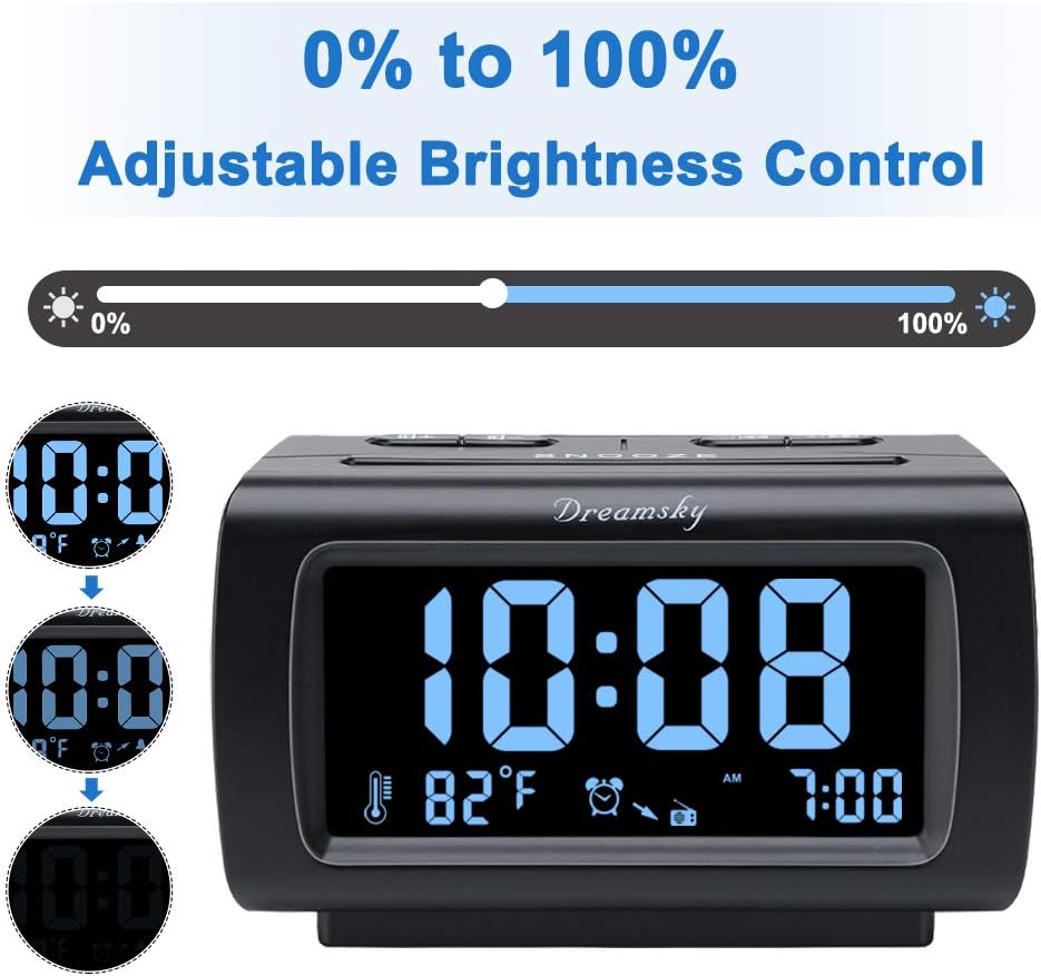 Dreamsky Alarm Clock with FM Radio 1.2 Inch Blue Digit Display