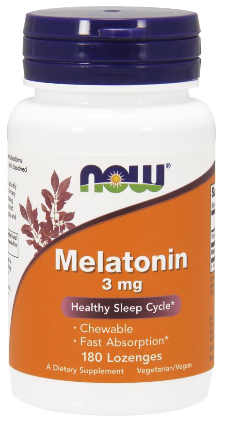 NOW Melatonin 3mg Lozenges Healthy Sleep Cycle (180 Veg Capsules)