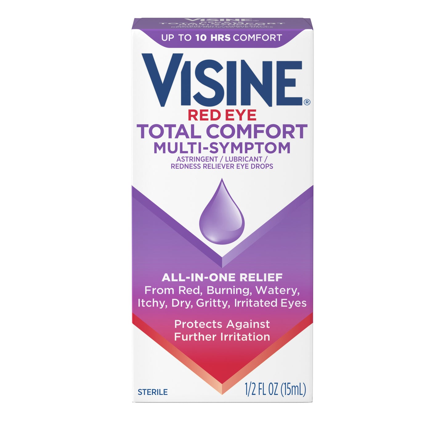 Visine Red Eye Total Comfort Multi-Symptom Eye Drops, Redness Reliever, 0.5 fl.oz / 15ml
