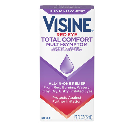 Visine Red Eye Total Comfort Multi-Symptom Eye Drops, Redness Reliever, 0.5 fl.oz / 15ml