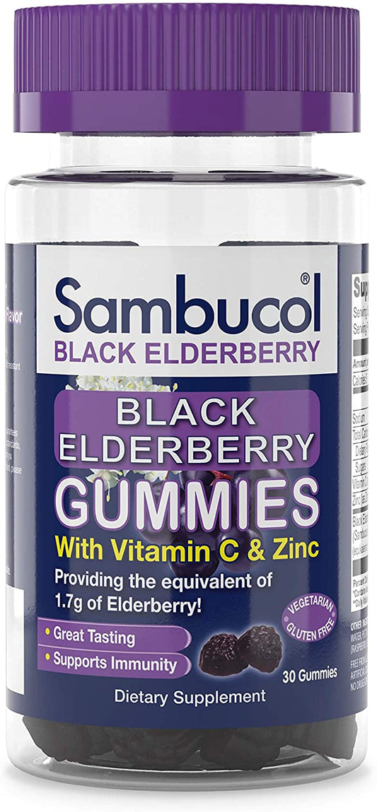 Sambucol Black Elderberry Gummies with Vitamin C & Zinc, 30 Gummies