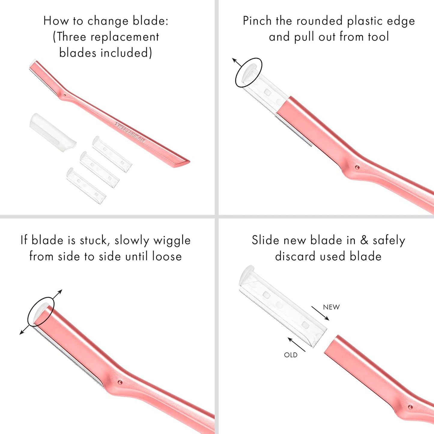 Tweezerman Facial Shaver Tea Rose Color, 1 Count