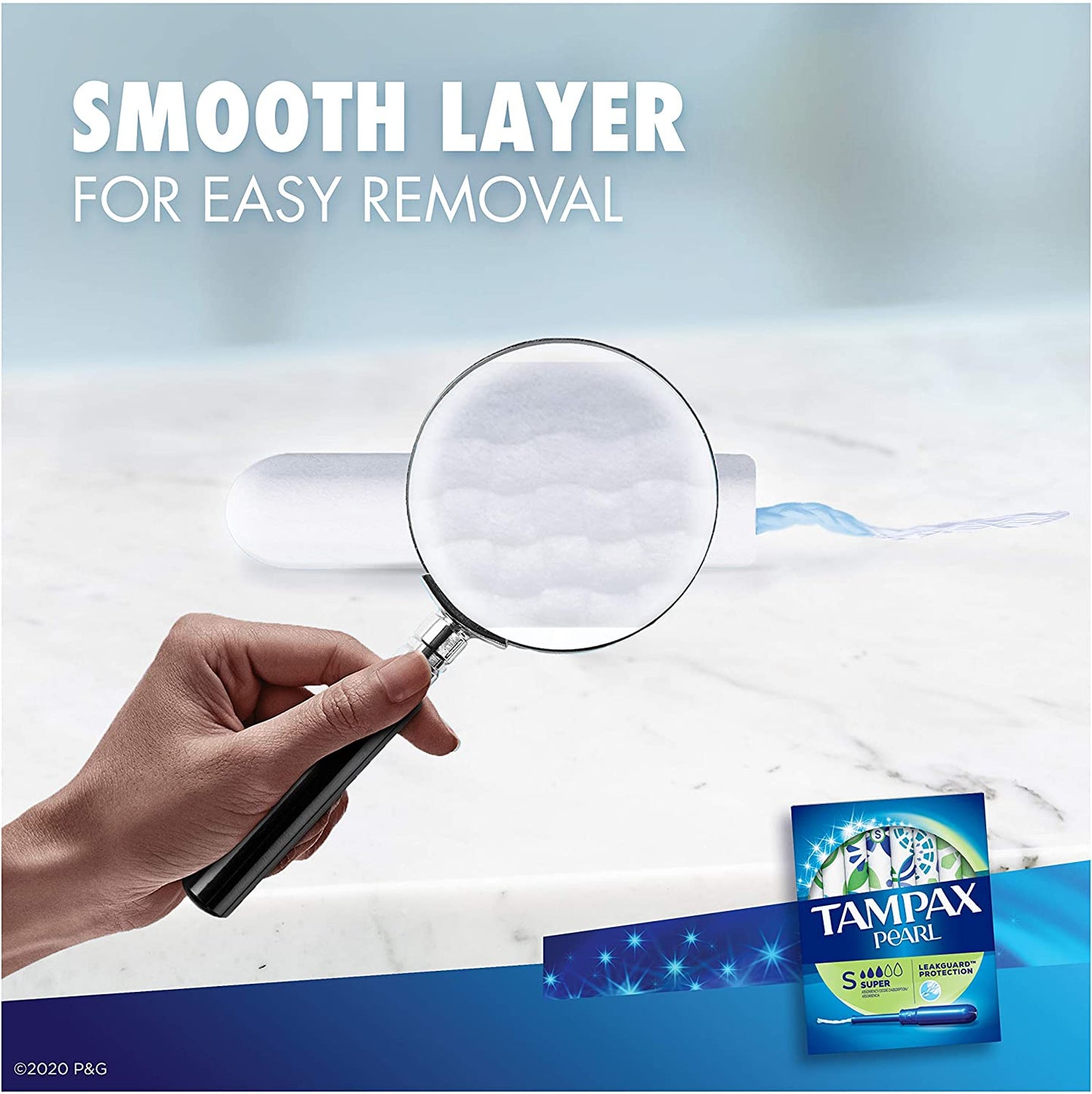 Tampax Pearl Tampons Super Absorbency with LeakGuard Braid, Unscented, 50 Count