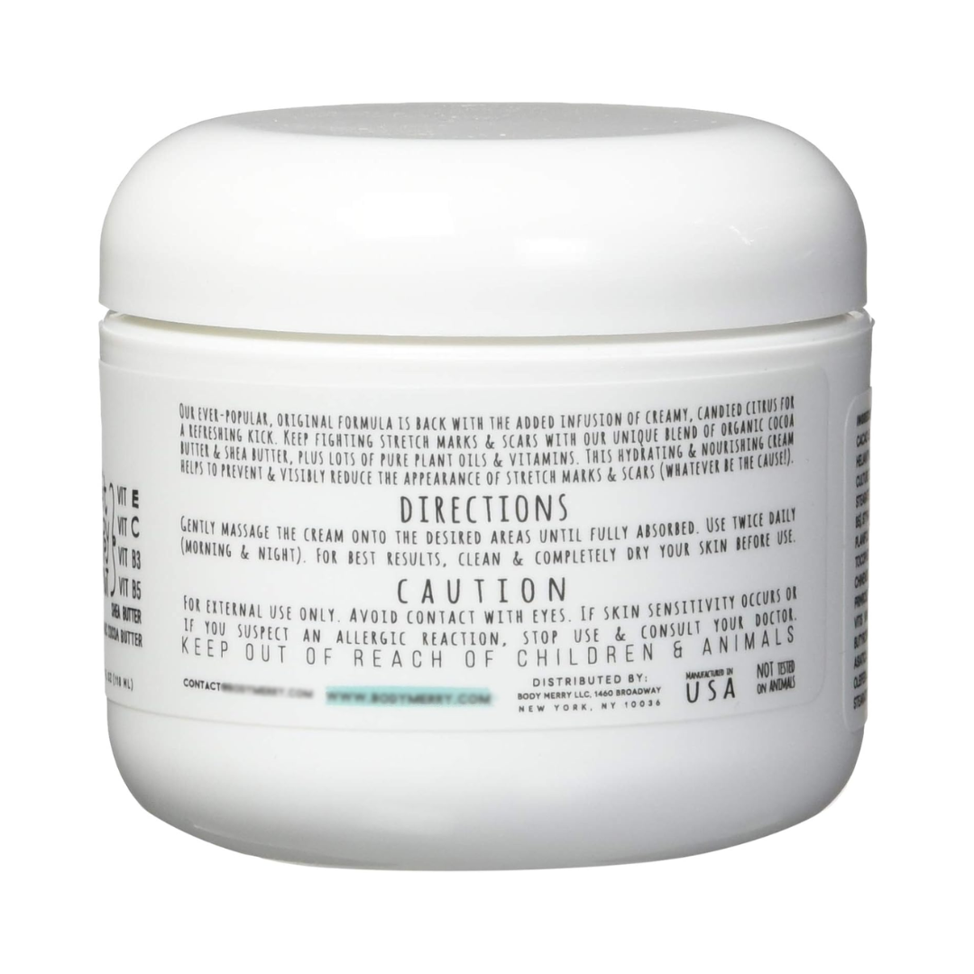 Body Merry Stretch Marks & Scars Vanilla + Orange Defense Cream, 4 oz / 118 ml