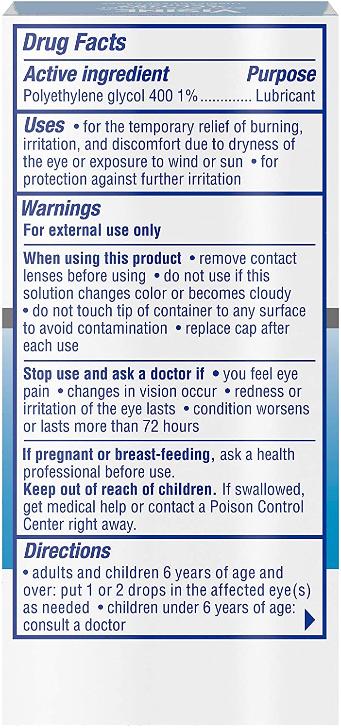 Visine Dry Eye Relief Lubricant Eye Drops Moisturizes + Soothes Dry, Gritty Eyes, 1/2 fl.oz / 15ml