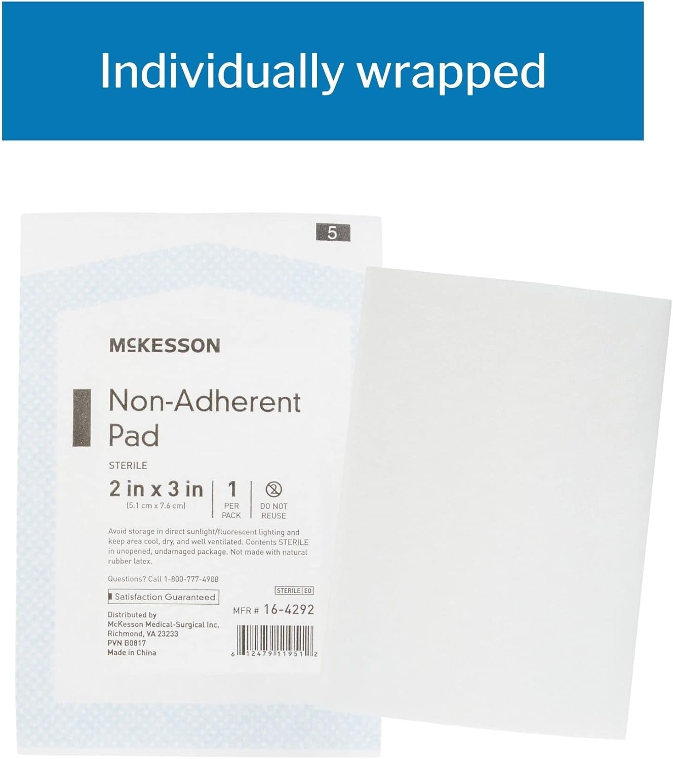 McKesson Non-Adherent Pads, Sterile, 2 X 3 Inhes, 100 Pack