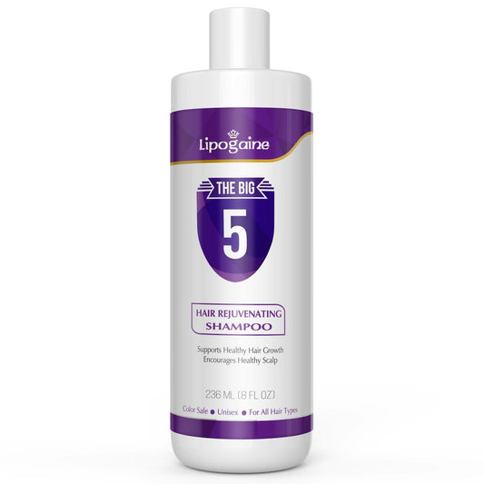 Lipogaine The Big 5 Hair Rejuvenating Shampoo for All Hair Types, Men and Women 236 ml / 8 fl oz