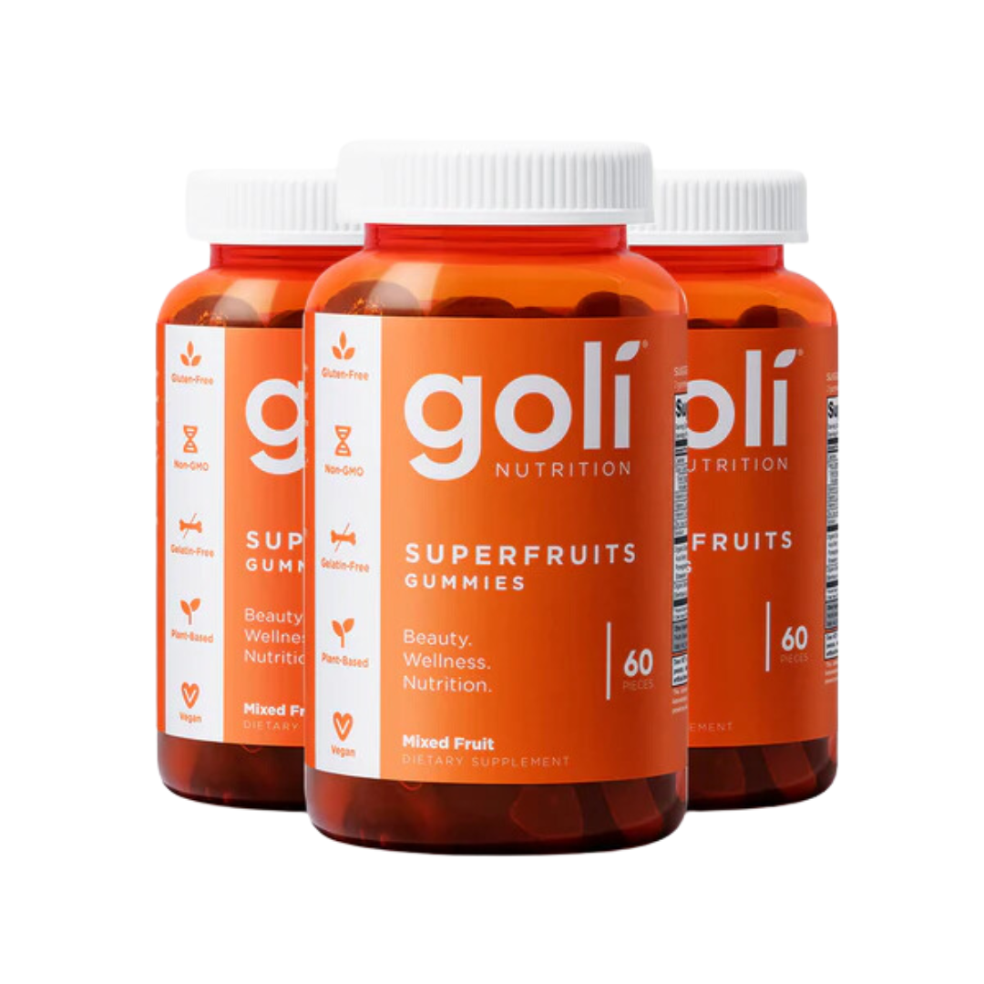 Goli Superfruits Gummy with Collagen, Mixed Fruit, Vegan, Plant-Based, Non-GMO, Gluten-Free & Gelatin Free Multivitamin