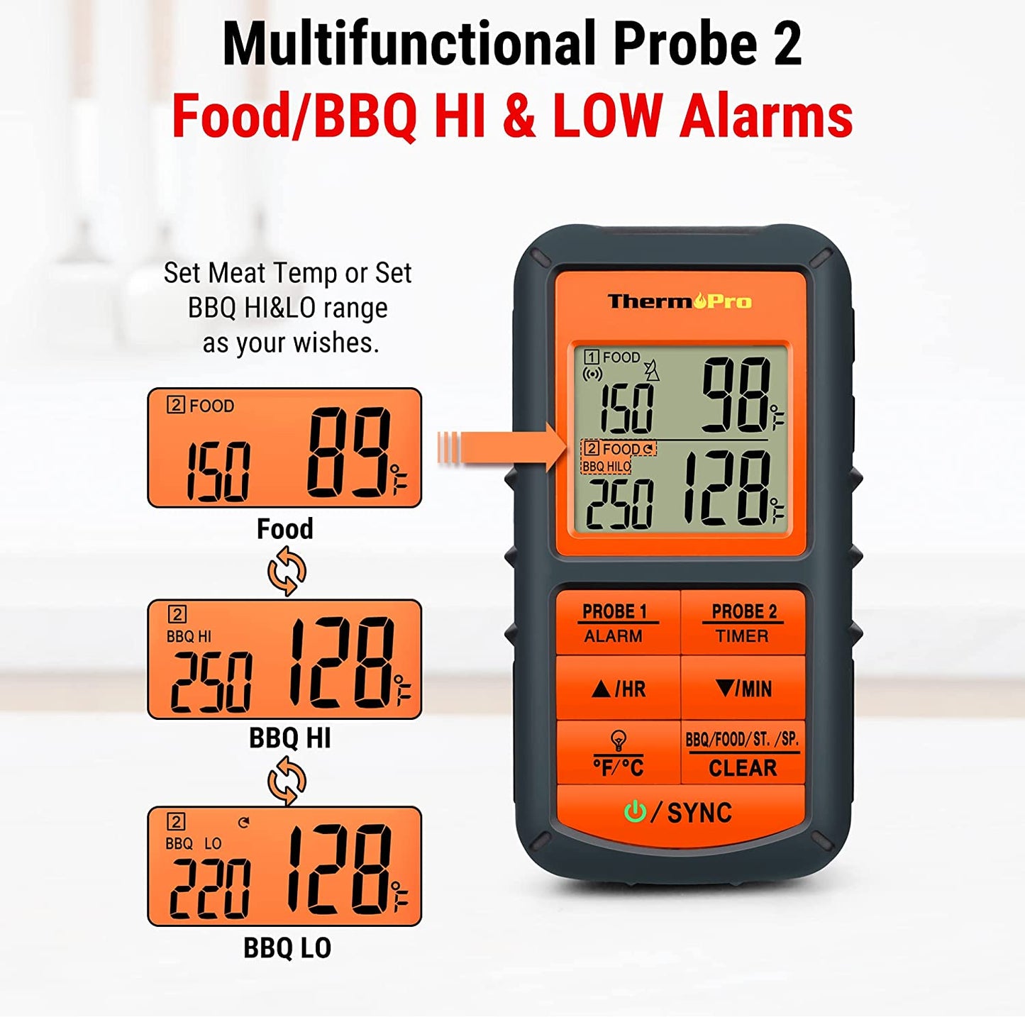 ThermoPro 500FT Wireless Digital Meat Thermometer With Dual Meat Probe 1 Count