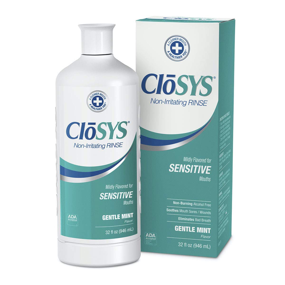 CloSYS Sensitive Rinse Mouthwash Gentle Mint, 32 oz / 946 ml