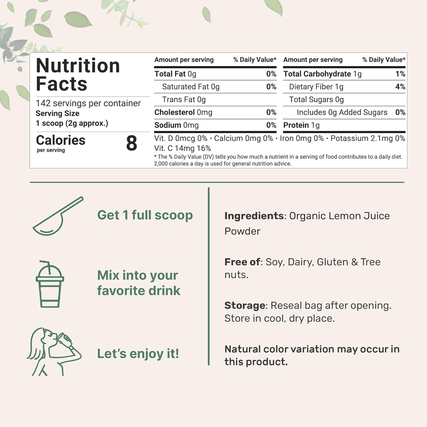 Microingredients Organic Lemon Juice Powder, 284 g / 10 oz.