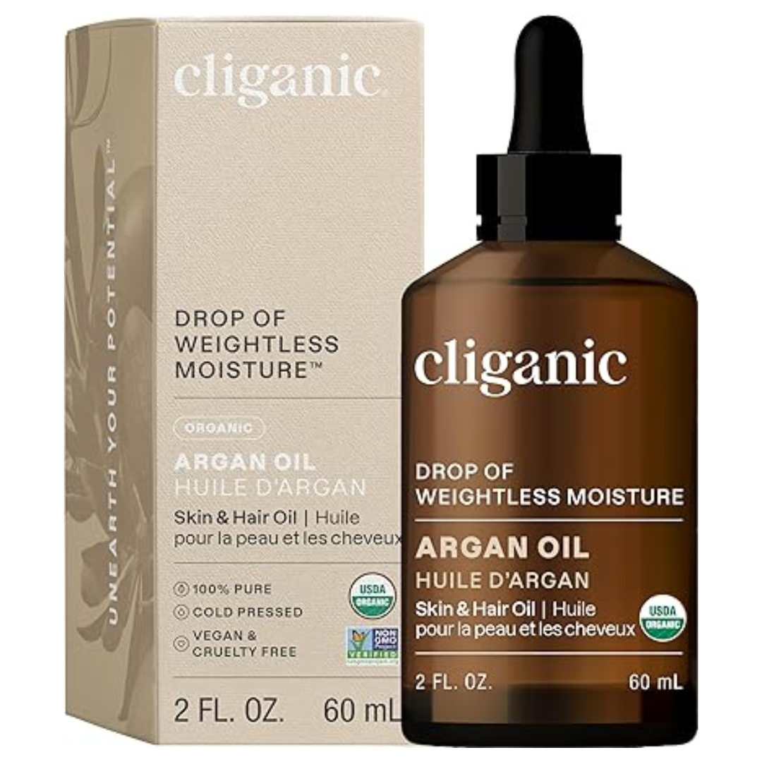 Cliganic 100% Pure & Natural Organic Argan Oil for Hair, Face & Body, 2 fl.oz / 60ml