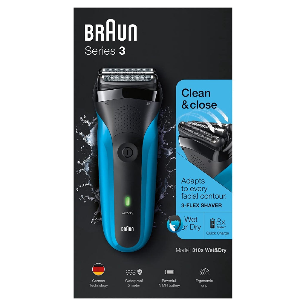 Braun Series 3 310s Wet & Dry Electric Shaver for Men / Rechargeable Electric Razor, Blue