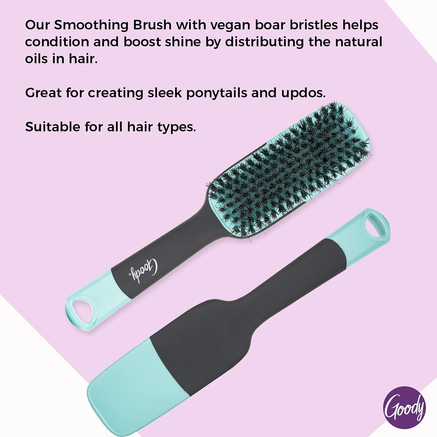 Goody Total Texture Smoothing Brush with Vegan Bore Bristles for Natural & Textured Hair 18018