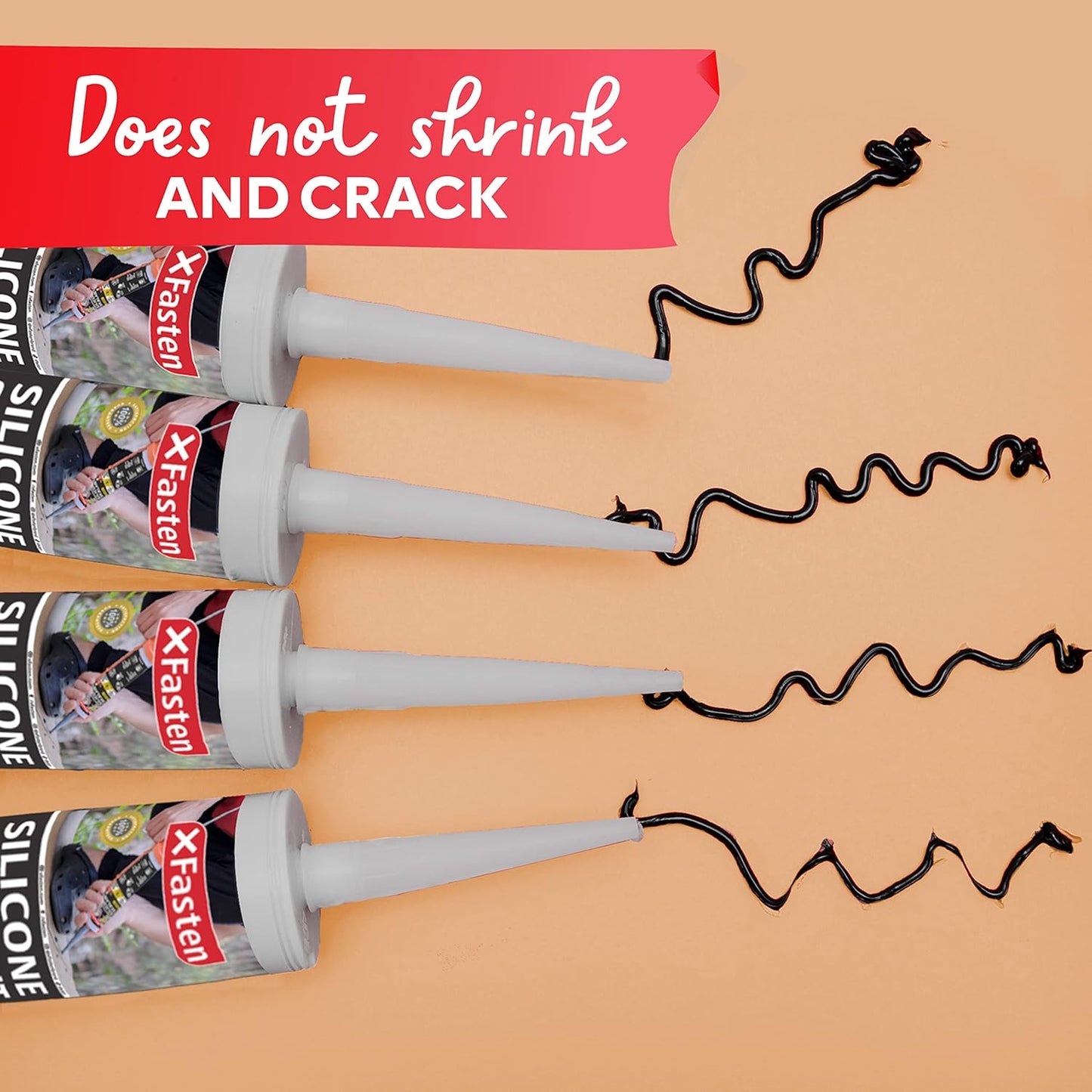 XFasten Silicone Sealant Black 1 Pack Waterproof 10.1 oz (300ml)