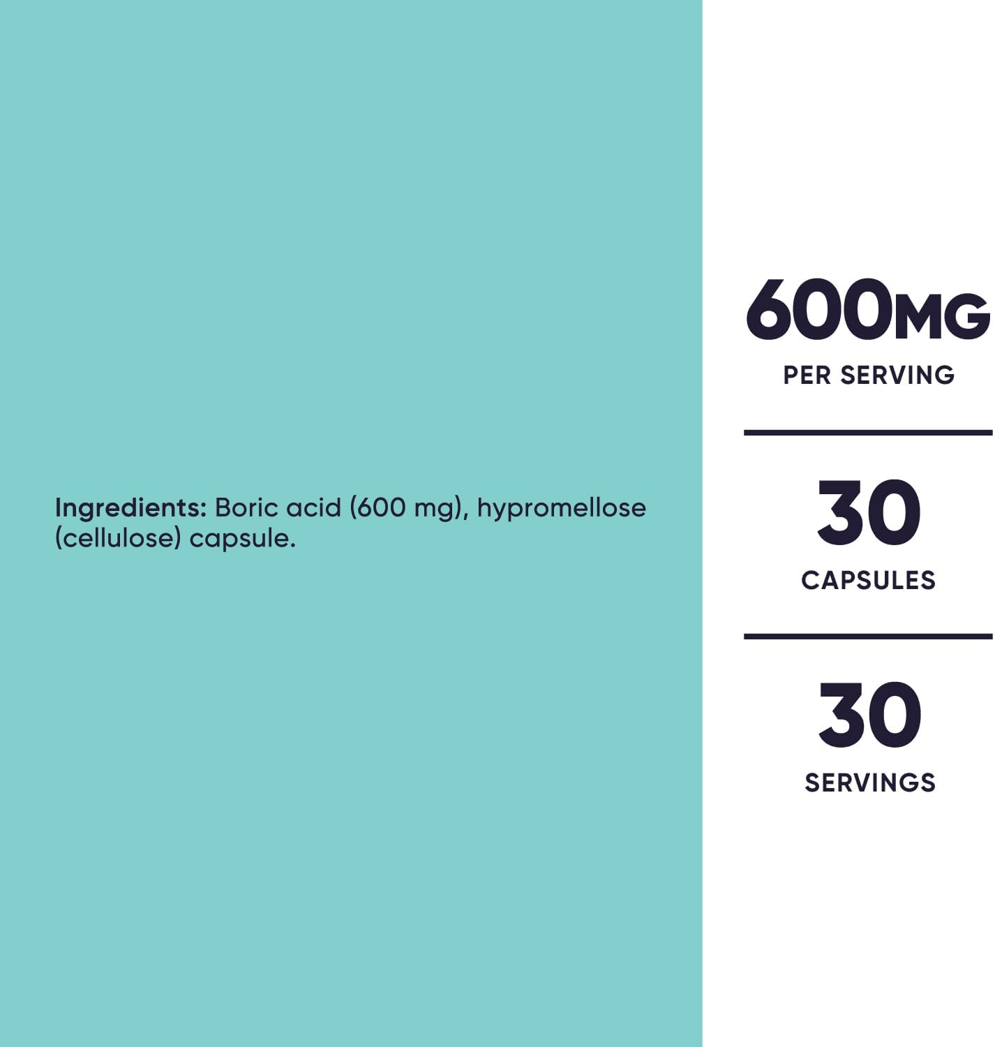 Nutricost Women Boric Acid Suppository 600mg Capsules 60 Count