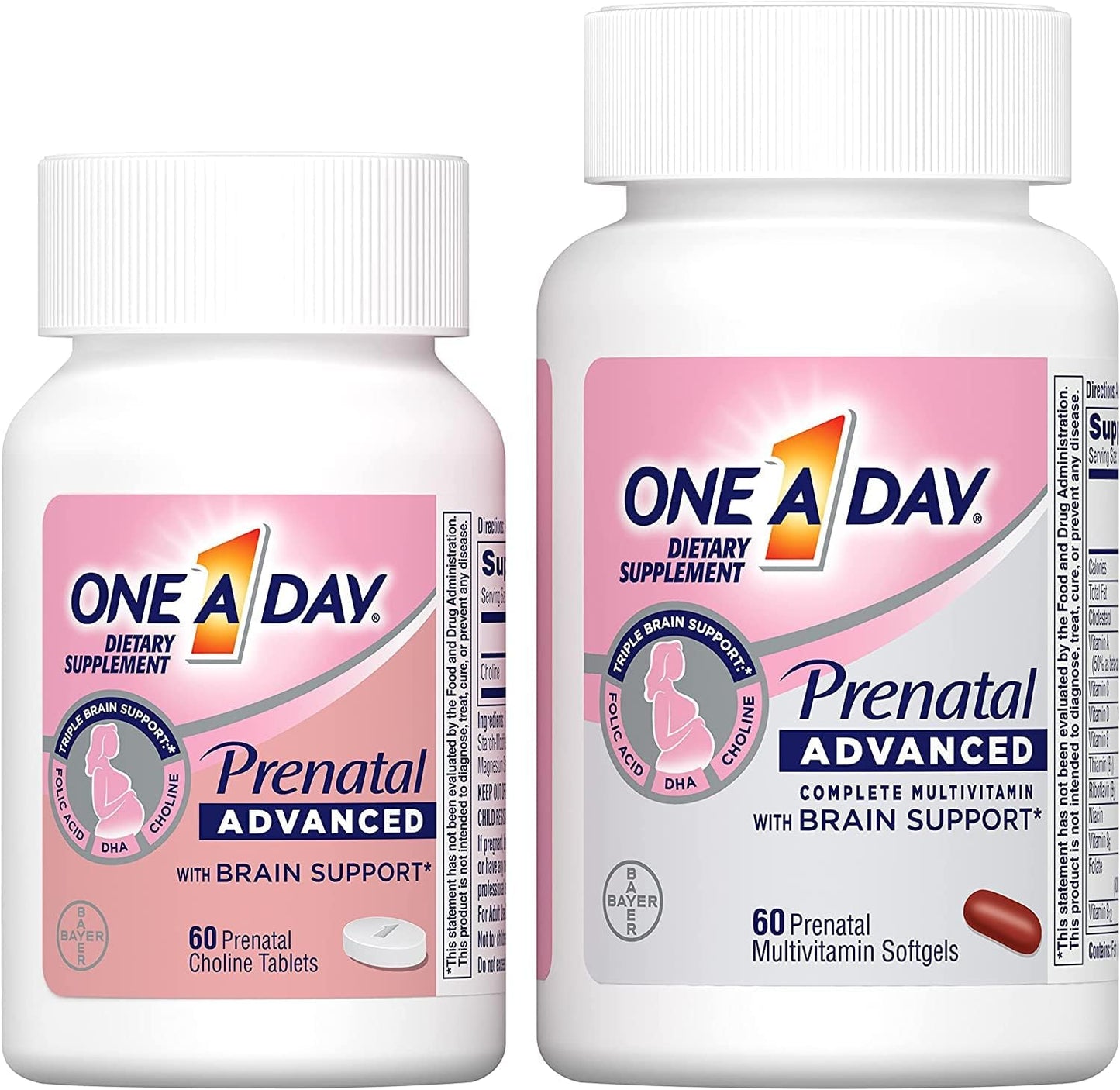 One A Day Women’s Prenatal Advanced Multivitamin (60 Multivitamin Softgel, 60 Choline Tablets) 120 Count