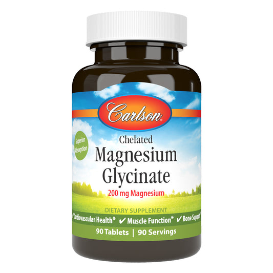 Carlson Chelated Magnesium Glycinate 200mg 90 Tablets