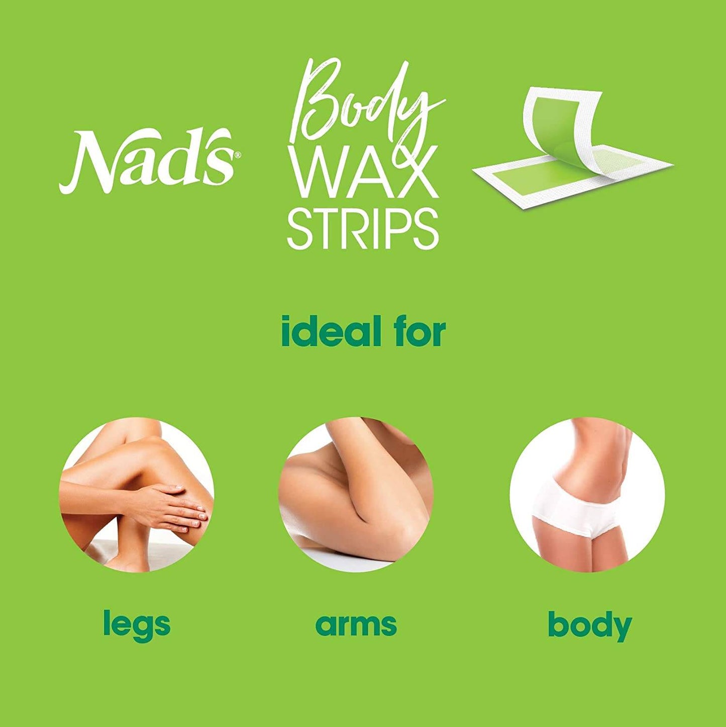 Nad's Body Wax Strips Hair Removal + 4 Calming Oil Wipes For Women, 24 Count