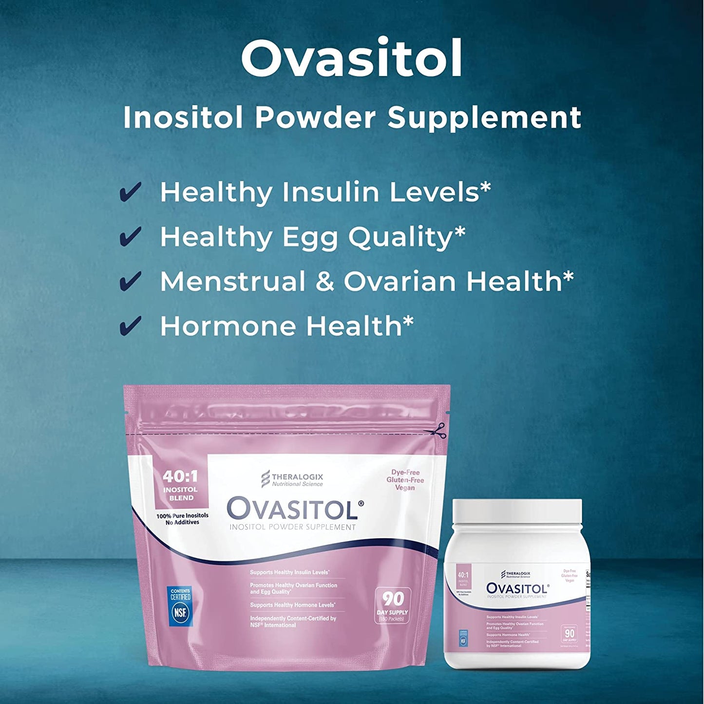 Theralogix Ovasitol Inositol Powder Supplement Support Healthy Insulin Levels 90 Day Supply - 400g