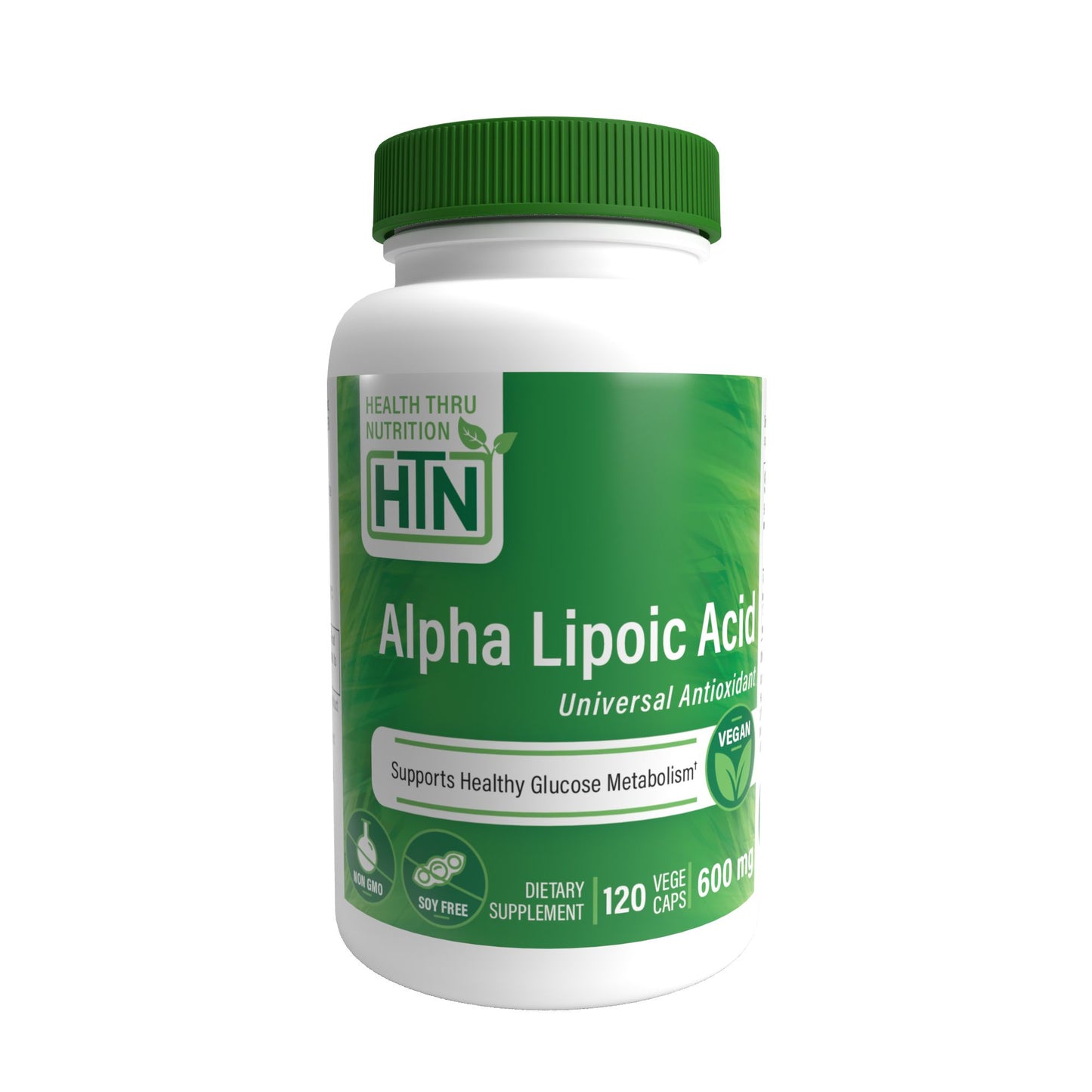 Health Thru Nutrition Alpha Lipoic Acid (ALA) Universal Antioxidant 600mg 120 Vegecaps Supports Healthy Glucose Metabolism