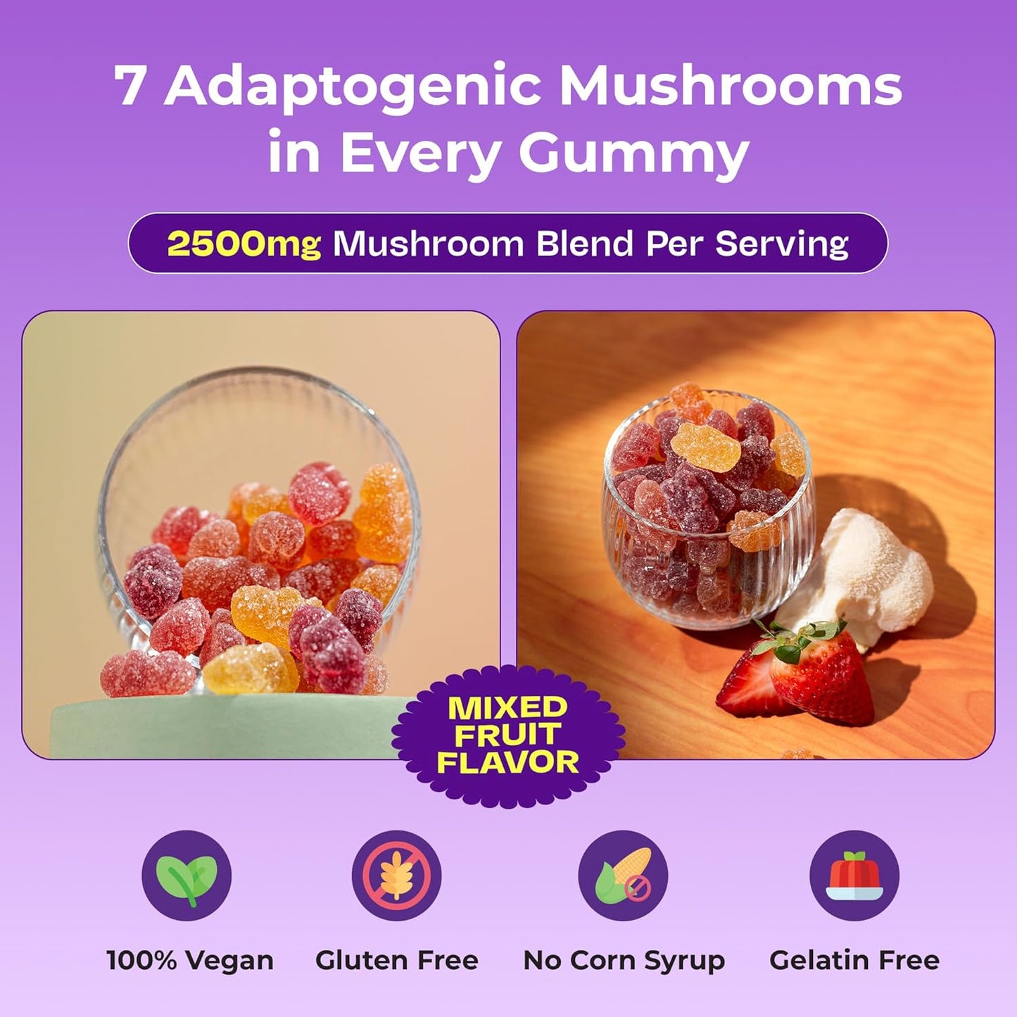 Drops of Nature Organic & Functional Mushroom Gummies with KSM-66 Ashwaganda, 246 g / 8.7 oz