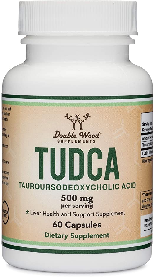 Double Wood Tudca Tauroursodeoxycholic Acid 500 mg per Serving Liver Health Supplement 60 Capsules