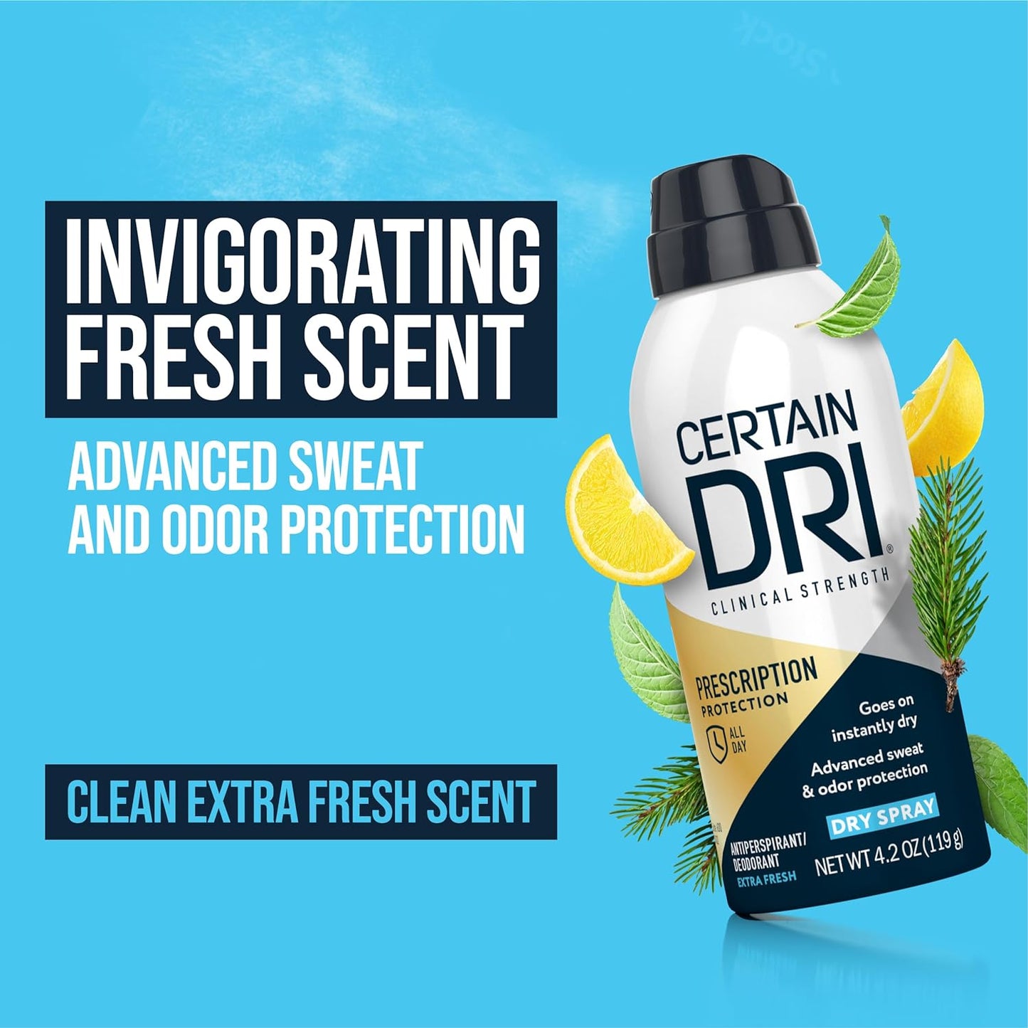 Certain Dri Clinic Strength Prescription Protection Dry Spray Deodorant 4.2 oz / 119g