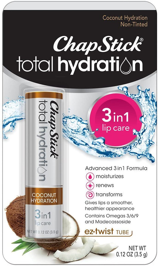 ChapStick Total Hydration 3 in 1 Lip Care Coconut Hydration 0.12 Oz