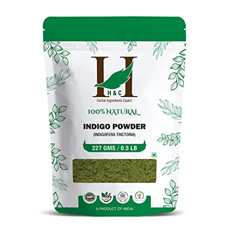 H&C 100% Natural Indigo Powder for Hair Indigofera Tinctoria To Color Your Hair Brown To Black 227g (1 Count)