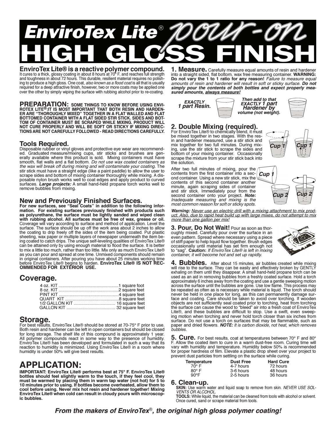 Envirotex Lite Pour On High Gloss Finish 1 Gallon