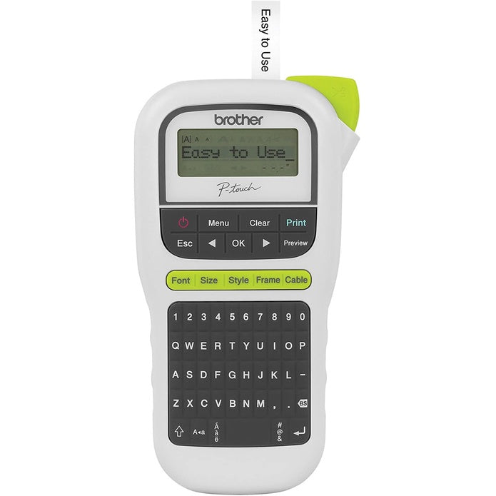 Brother P-Touch (PTH110) Easy Handheld Label Maker Qwerty Keyboard, One-Touch Keys, White
