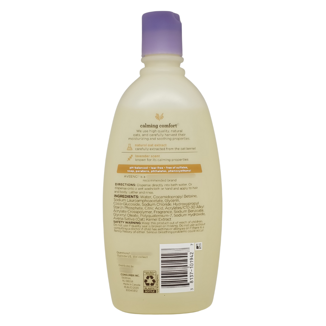 Aveeno Baby Calming Comfort Bath with Natural Oat & Lavender Scent, 18 oz / 532 ml