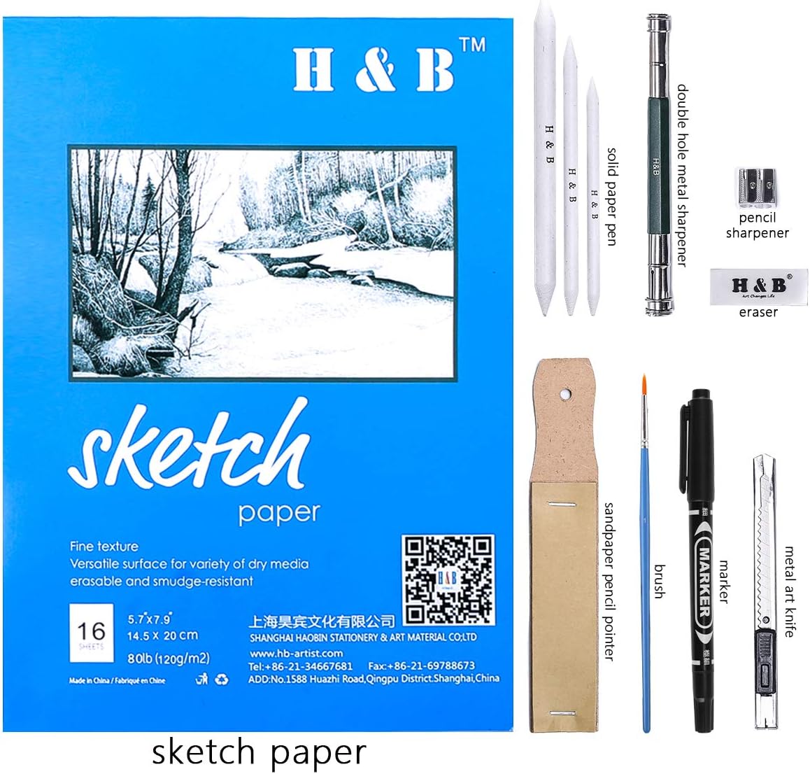 H & B Drawing Supplies Sketching Set,Art Kit include Drawing & Colored Pencils for Adults Artists Kids.Pro Art Sketch Supplies with Sketchpad,Watercolor & Metallic Pencils, 72 Pcs.